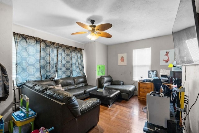 186 John St, Fall River, MA 02721 - living room featuring wood finished floors and a ceiling fan