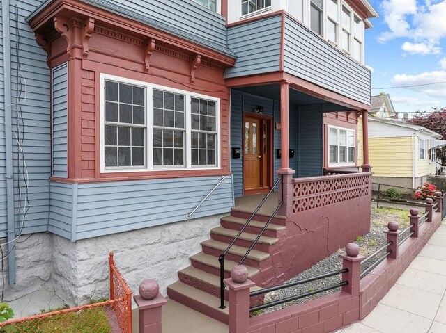186 John St, Fall River, MA 02721 - view of exterior entry featuring covered porch