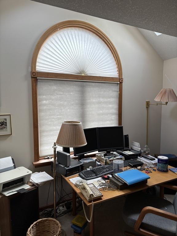 office area featuring vaulted ceiling and a healthy amount of sunlight