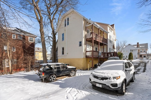 view of snow covered building