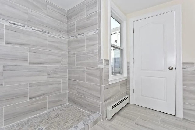 15 Phillips St, Weymouth, MA 02188 - bathroom with baseboard heating and tiled shower