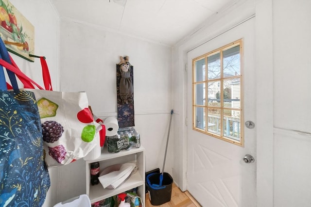 entryway featuring parquet floors