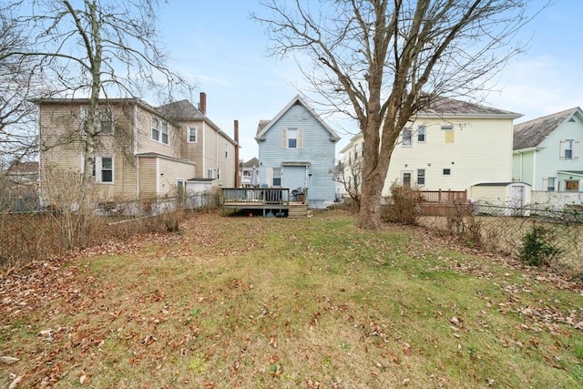 view of yard with a wooden deck