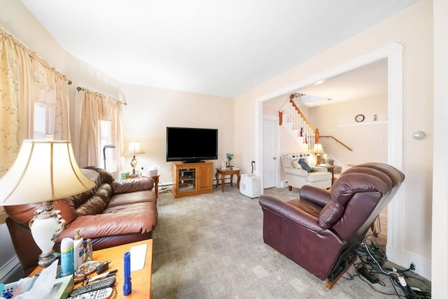 living room with carpet floors