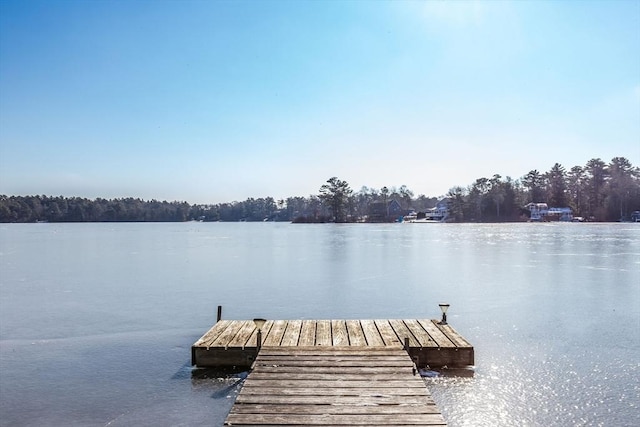 view of dock featuring a water view