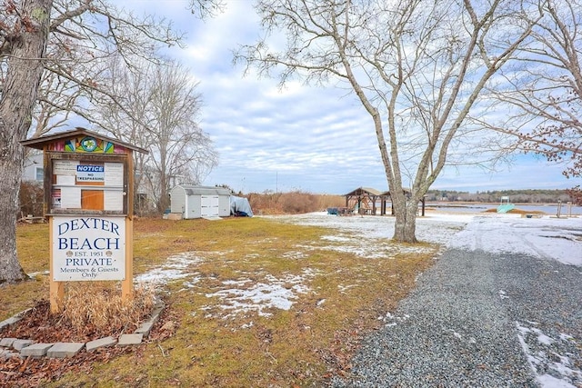 view of yard covered in snow