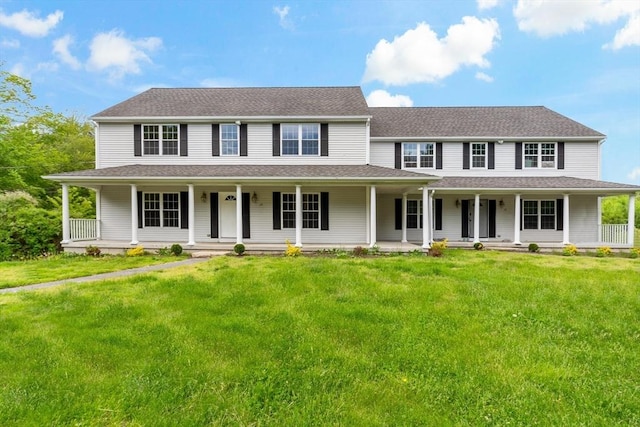 20 Miller St, Rehoboth, MA 02769 - colonial home featuring covered porch, a front lawn, and a shingled roof