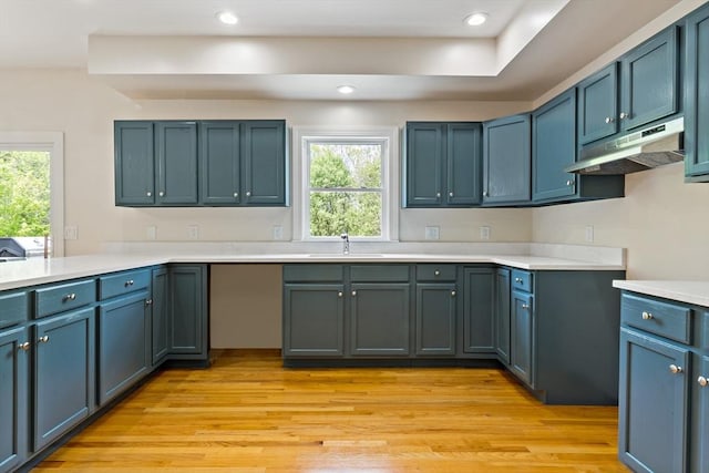 20 Miller St, Rehoboth, MA 02769 - kitchen with under cabinet range hood, a sink, plenty of natural light, light wood finished floors, and recessed lighting