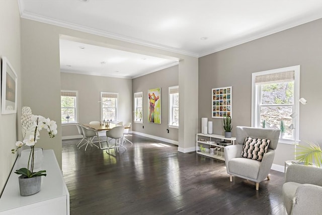 122 Green St, Northborough, MA 01532 - living area featuring wood finished floors, baseboards, and crown molding