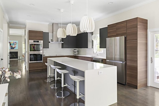 122 Green St, Northborough, MA 01532 - kitchen featuring stainless steel appliances, modern cabinets, a center island, a sink, and healthy amount of natural light
