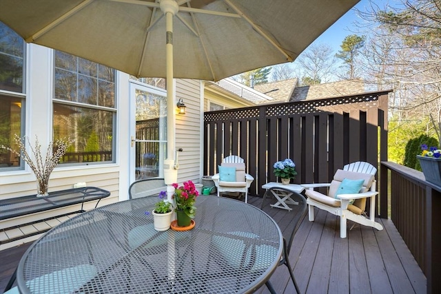 deck featuring outdoor dining space