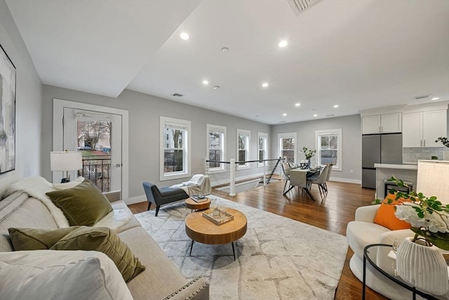 living room featuring light wood-type flooring