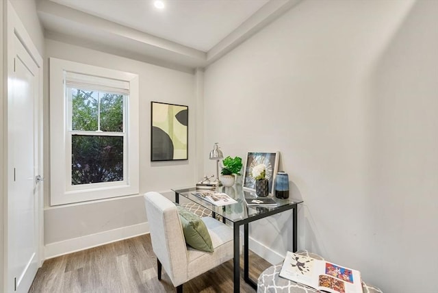 office featuring hardwood / wood-style flooring