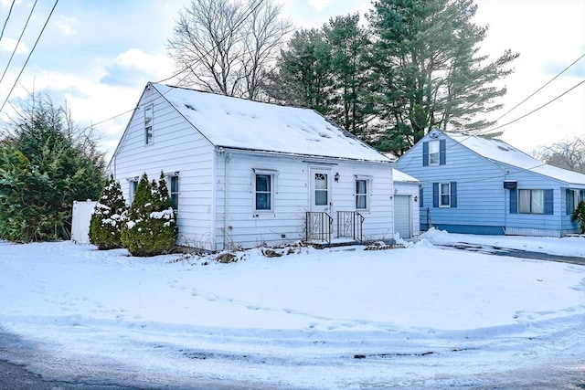 view of snow covered property