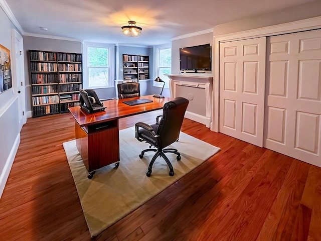 624 Western Ave, Gloucester, MA 01930 - office space with wood finished floors, built in shelves, and ornamental molding
