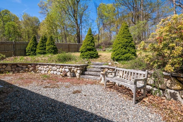 view of yard featuring a fenced backyard