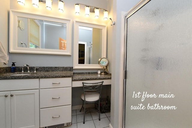 173 Standish Rd, Bourne, MA 02562 - bathroom featuring a stall shower, vanity, and tile patterned floors
