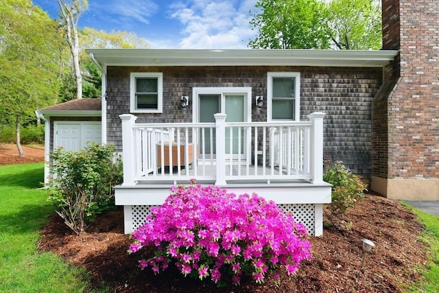 173 Standish Rd, Bourne, MA 02562 - doorway to property with a wooden deck
