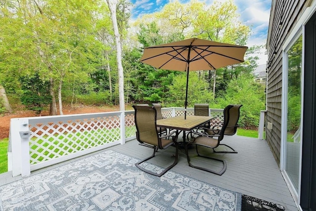 173 Standish Rd, Bourne, MA 02562 - wooden deck featuring outdoor dining space