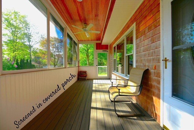 173 Standish Rd, Bourne, MA 02562 - unfurnished sunroom with a ceiling fan and healthy amount of natural light