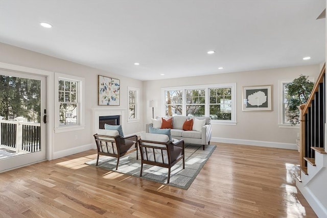 living room with light wood-type flooring