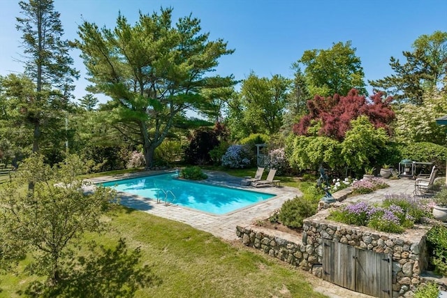 pool featuring a patio area
