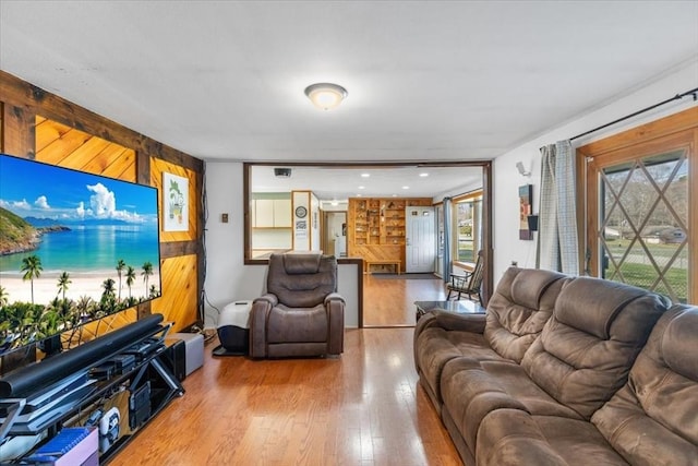 living area with wood finished floors