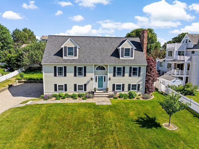 5 Cliff Estates Rd, Scituate, MA 02066 - view of front of home featuring a chimney, a shingled roof, and entry steps