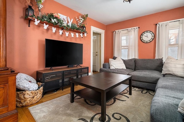 living room with wood finished floors