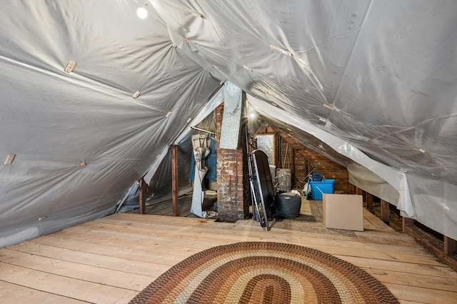 view of unfinished attic