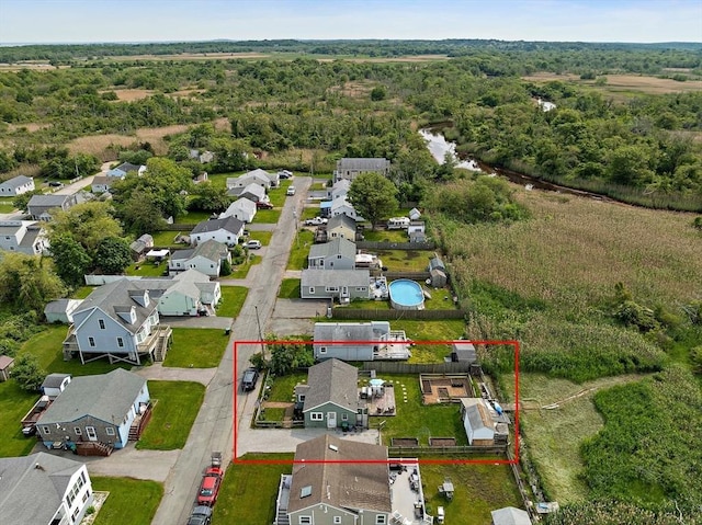 22 Mcarthur Ln, Marshfield, MA 02050 - aerial view of residential area with property parcel outlined and a forest