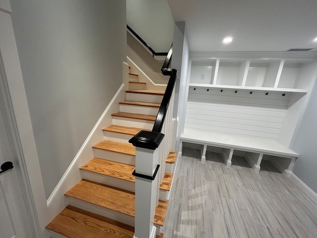 mudroom featuring hardwood / wood-style flooring