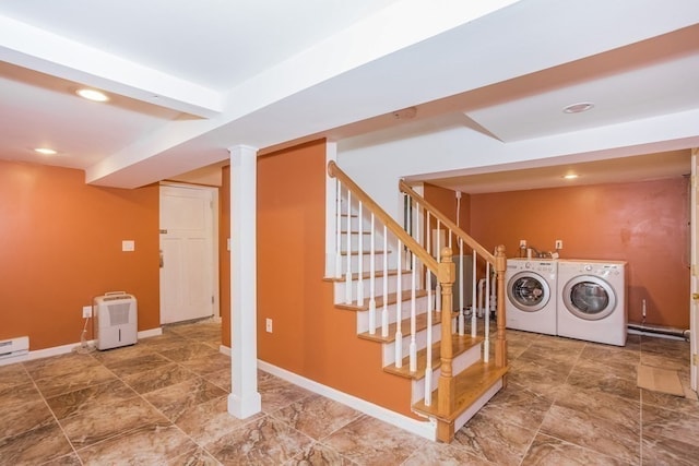 basement with independent washer and dryer