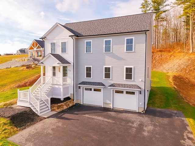 exterior space featuring a garage