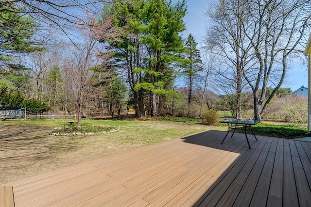 deck with a lawn