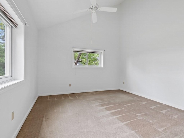 3 Loyalist Dr Unit 3, Uxbridge, MA 01569 - carpeted empty room featuring high vaulted ceiling, baseboards, and ceiling fan