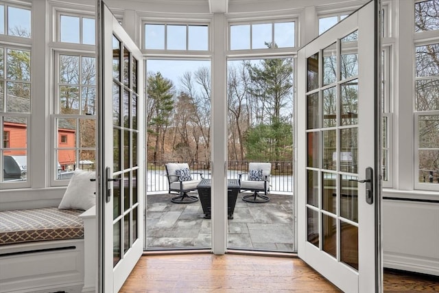 doorway featuring french doors and wood finished floors