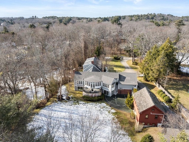 bird's eye view with a forest view