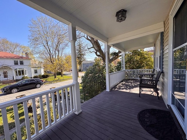 deck featuring covered porch