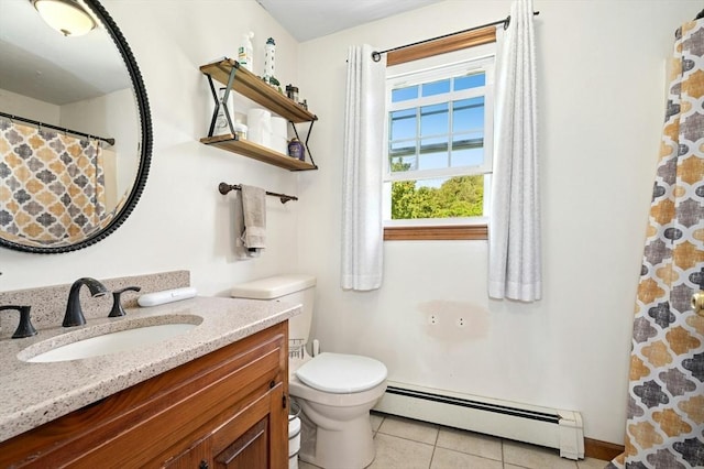 3 Bellingham Rd, Blackstone, MA 01504 - bathroom with baseboard heating, vanity, and tile patterned flooring