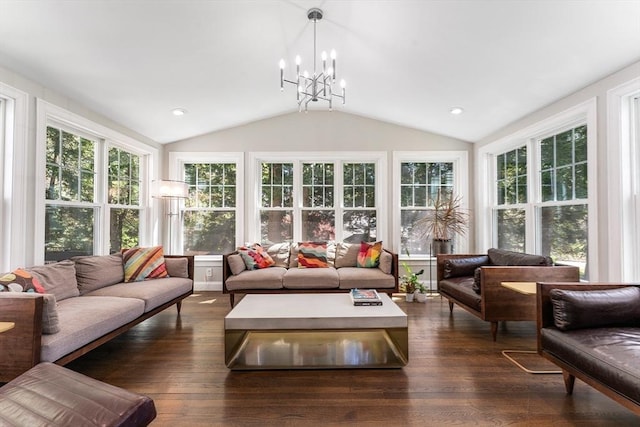 sunroom with a notable chandelier