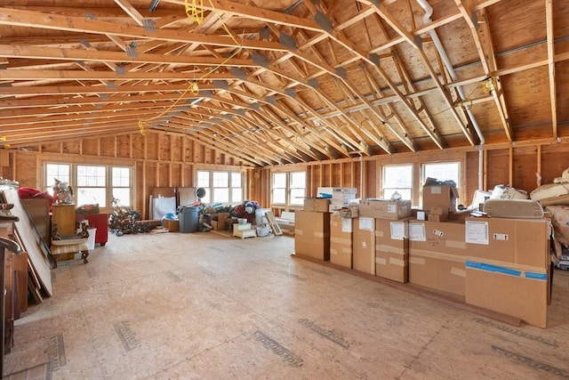 misc room featuring lofted ceiling