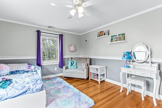 40 Chase Rd, Marlborough, MA 01752 - bedroom with crown molding, wood finished floors, and a ceiling fan