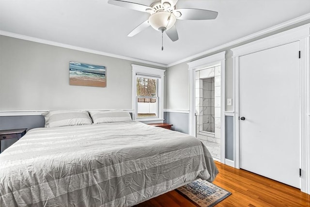 40 Chase Rd, Marlborough, MA 01752 - bedroom with wood finished floors, ornamental molding, and a ceiling fan