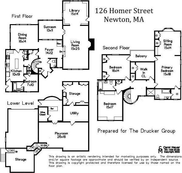 126 Homer St, Newton, MA 02459 - floor plan / room layout