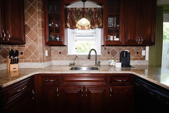 9 Lydon Ln Unit D2, Halifax, MA 02338 - kitchen featuring black dishwasher, a sink, tasteful backsplash, and plenty of natural light