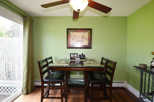 9 Lydon Ln Unit D2, Halifax, MA 02338 - dining area featuring wood finished floors, baseboards, and a ceiling fan