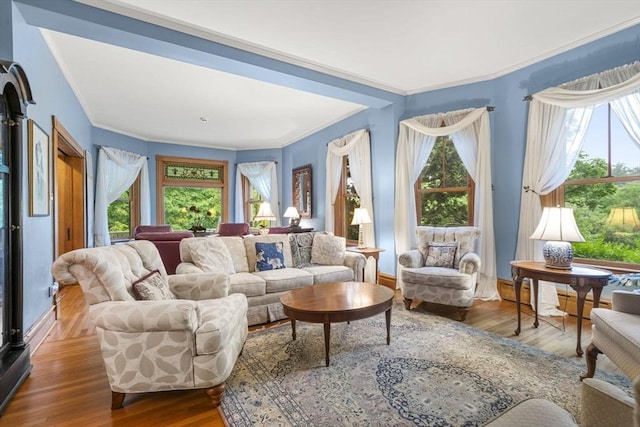 104 Main St, Topsfield, MA 01983 - living area featuring wood finished floors, ornamental molding, and baseboards