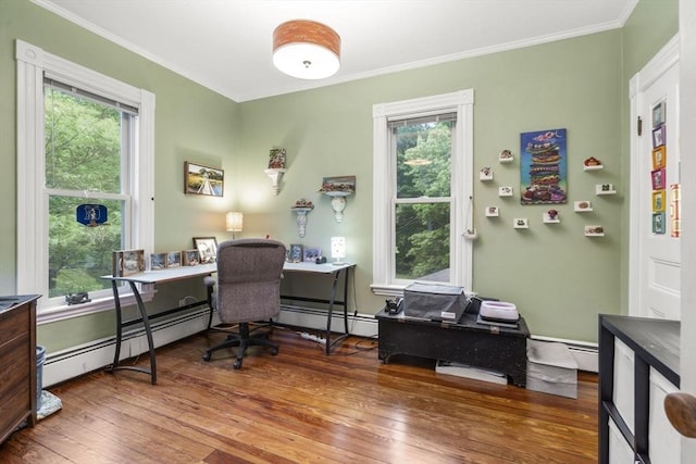 104 Main St, Topsfield, MA 01983 - office space featuring baseboard heating, hardwood / wood-style flooring, and ornamental molding