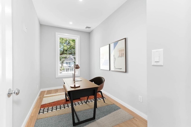 office area featuring light wood-type flooring